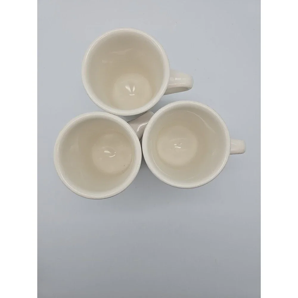 VTG Buffalo China Restaurant Ware Pedestal Coffee Mugs USA Set/3 Red Pin Striped